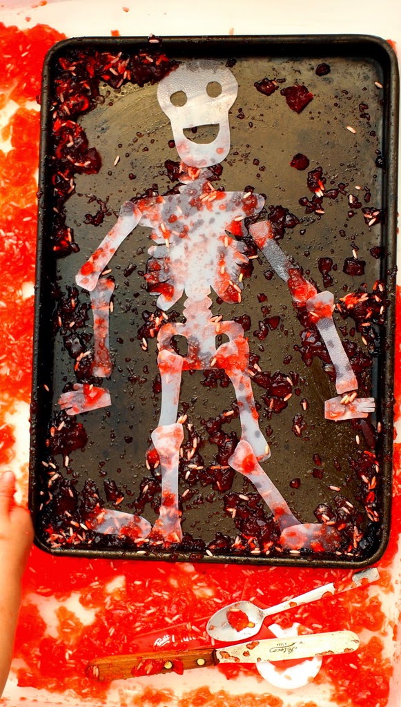 Fun Halloween Sensory Activity- Dig out "bones" from jello!
