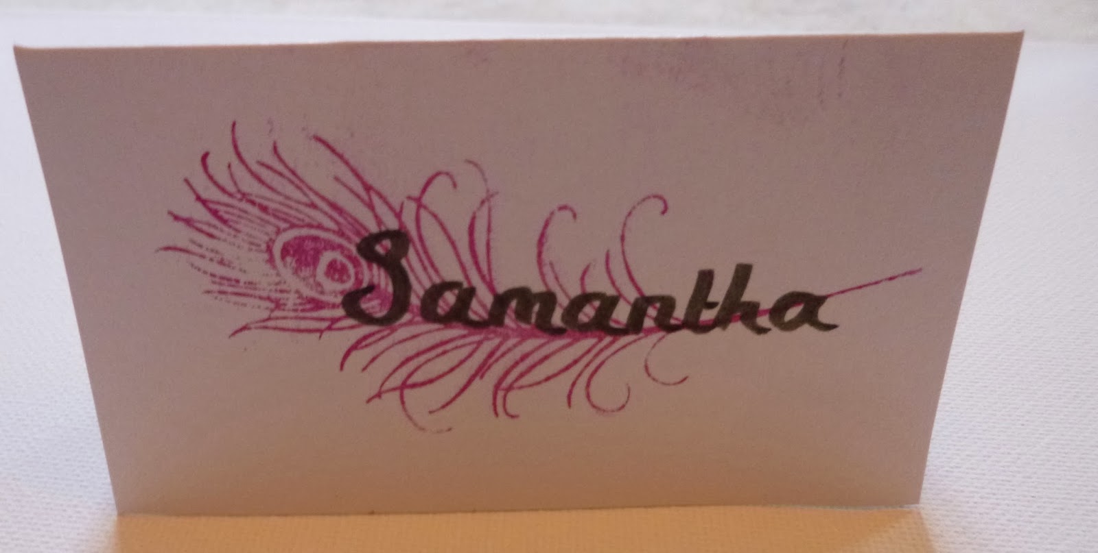 Frog On A Rose Peacock and Pink Handmade Name cards