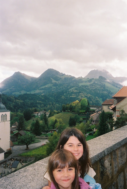 Claire and Ava in Gruyeres, Switzerland