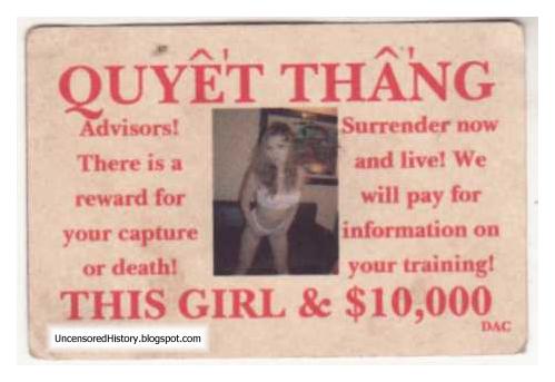 Posters offer  girl 10000 dollar reward American soldiers