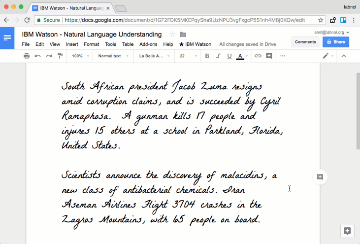 Analisi del testo con Google Docs Analisi del testo con Google Docs