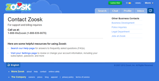 Zoosk Contact