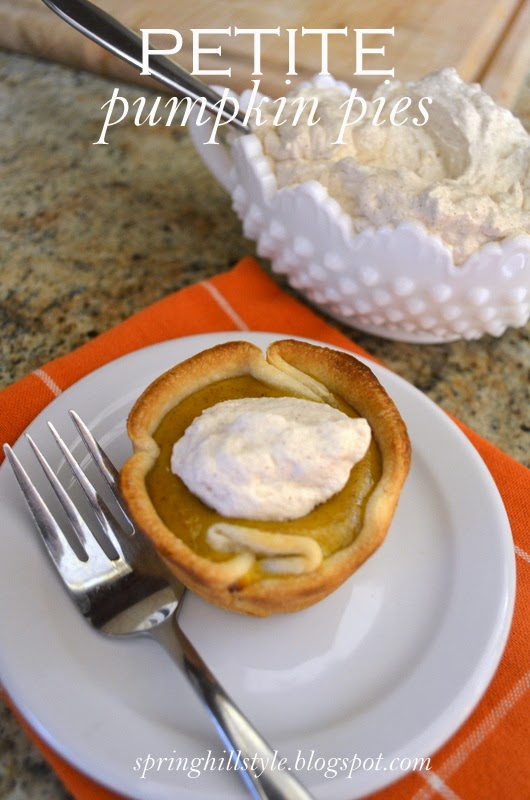 Spring Hill Style: Petite Pumpkin Pies with Spiced Whipped ...