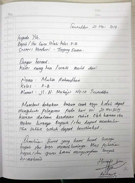 Contoh Surat Keterangan Sakit Sekolah Dan Kuliah