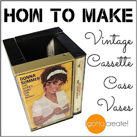 Love! Cassette case vase tutorial ~ great conversation centerpiece at a music theme #party or #wedding | Tutorial at I Gotta Create!