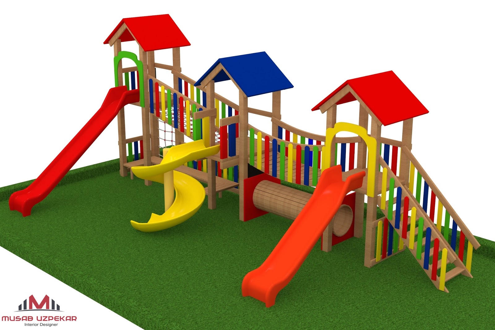 Mimari Tasarim Atolyesi 3 Kuleli Ahsap Cocuk Oyun Grubu