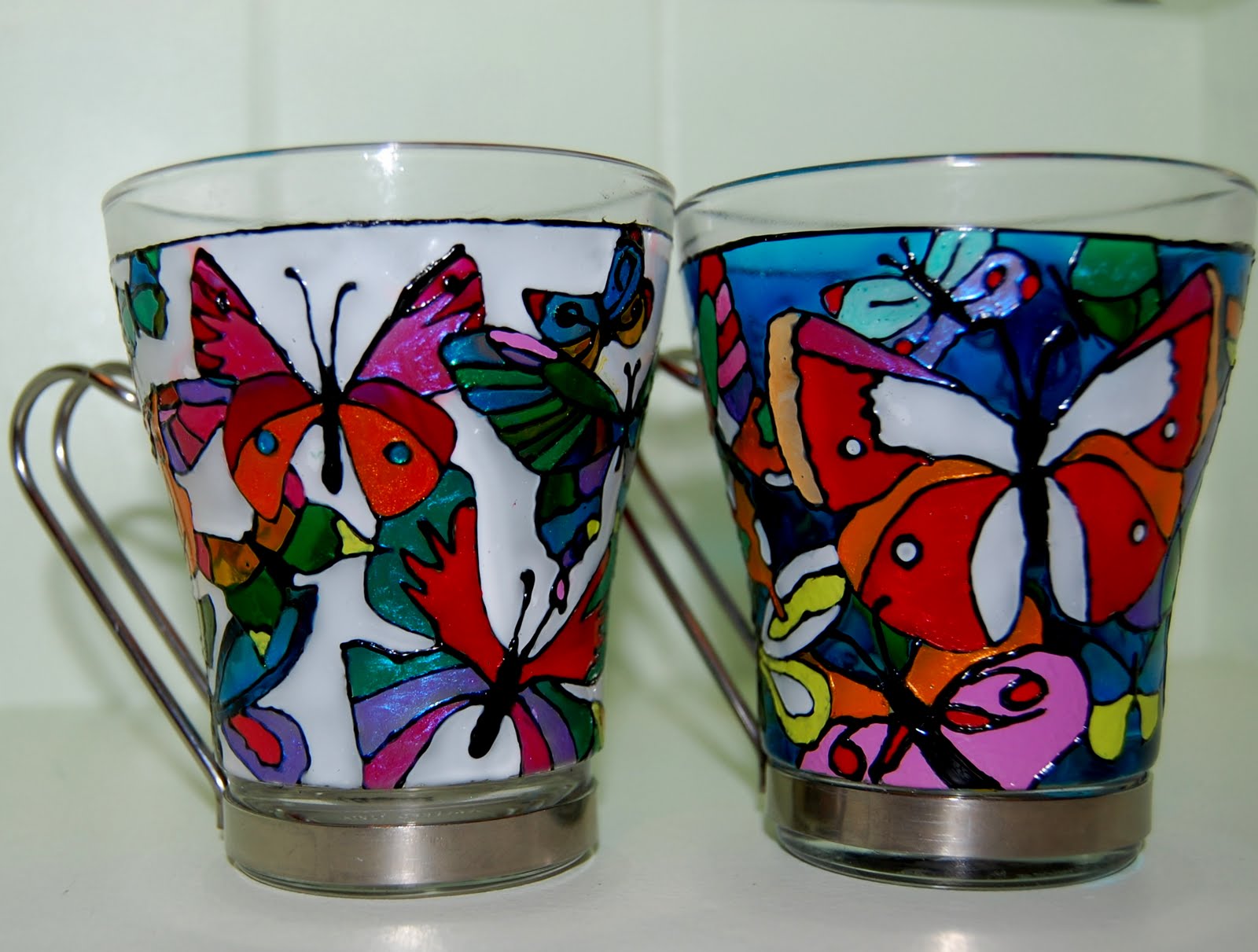 My Art Glass World Butterflies coffee cups
