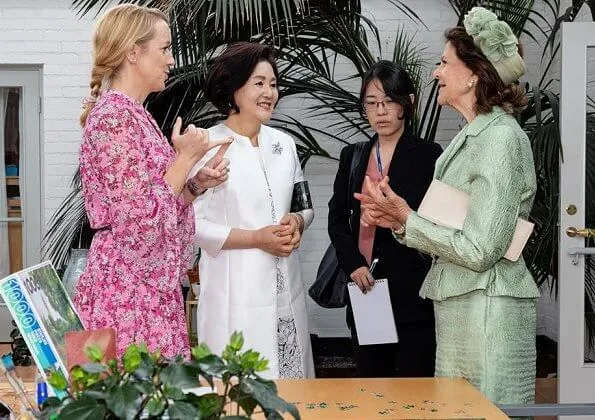 Crown Princess Victoria wore By Malina Ginger dress. Princess Sofia in By Malina. First Lady Kim Jung-sook, Queen Silvia