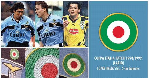 Football teams shirt and kits fan: Coppa Italia Lazio 1998/99 Patch