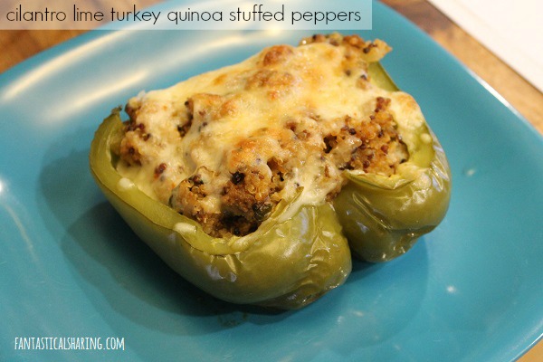 Cilantro Lime Turkey Quinoa Stuffed Peppers #recipe #maindish #peppers #turkey #quinoa