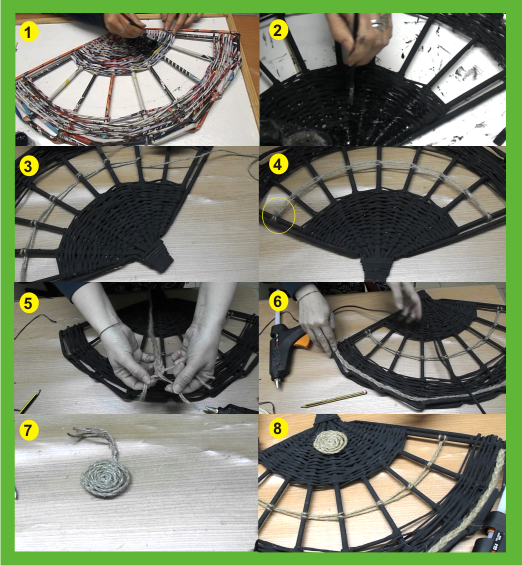 Abanico hecho con varillas de papel