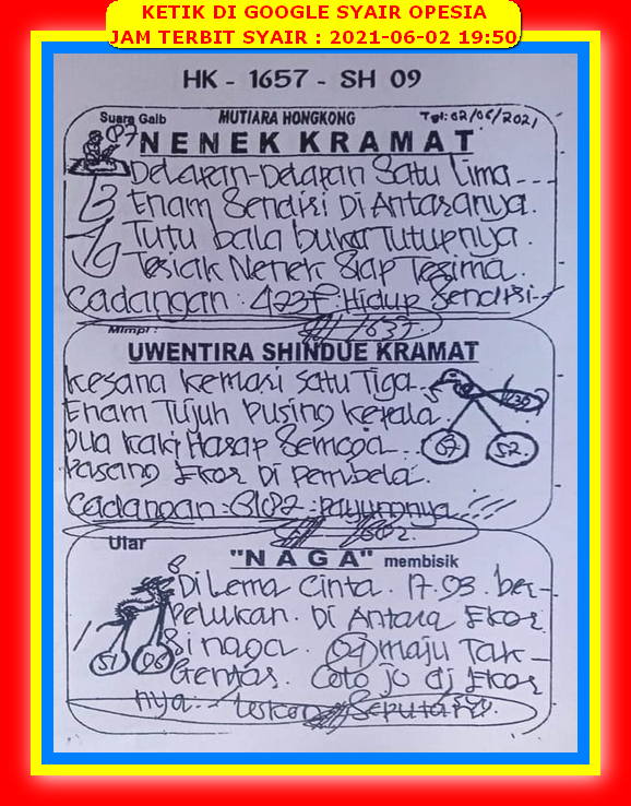 Syair Hk Malam Ini Rabu 2 Juni 2021 Opesia Official