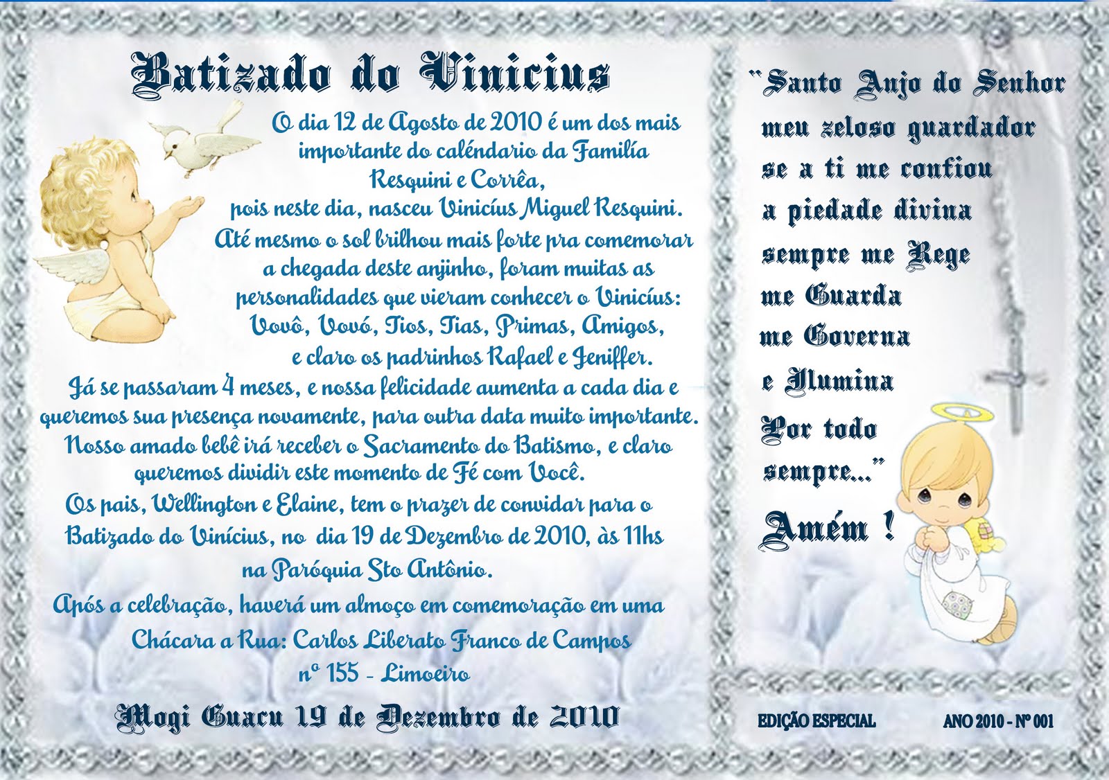 Exemplo De Bilhete Para O Juiz Convite Para Meu Batismo