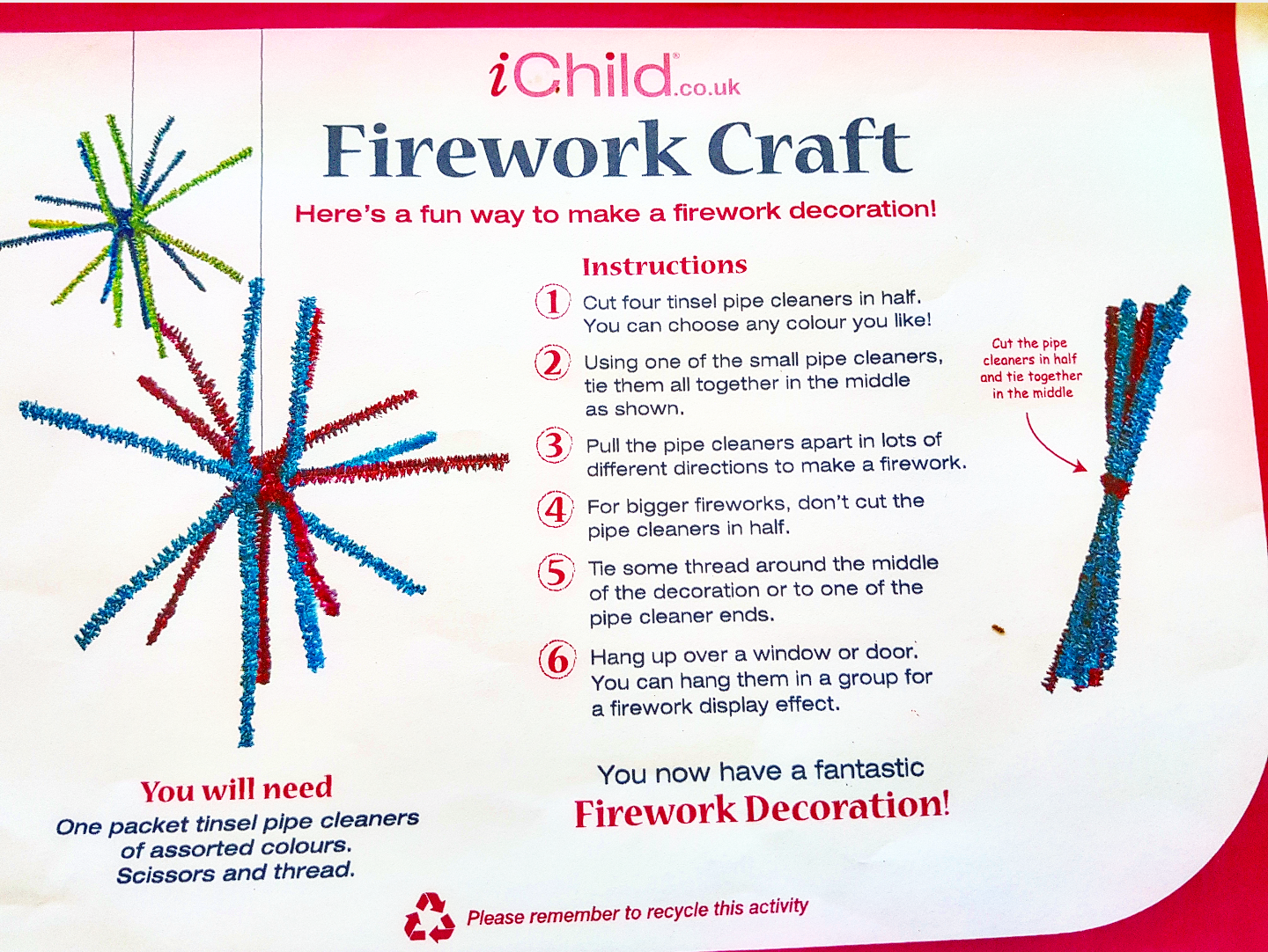Inside Martyn's Thoughts Home School Pipe Cleaner Fireworks