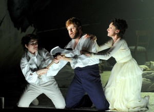 Daniela Lehner (Idamante), David Danholt (Idomeneo) & Amy Freston (Ilia), Idomeneo - Grange Park Opera 2012 (Photography: Alastair Muir)
