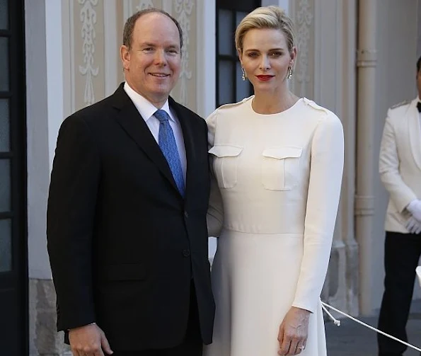 Prince Albert of Monaco and Princess Charlene pose on the sideline of the 55th Monte-Carlo Television Festival on June 17, 2015, in Monaco. 