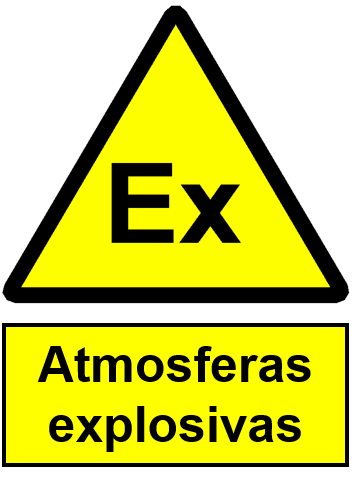 Placa de sinalização de segurança de áreas classificadas contendo atmosferas explosivas