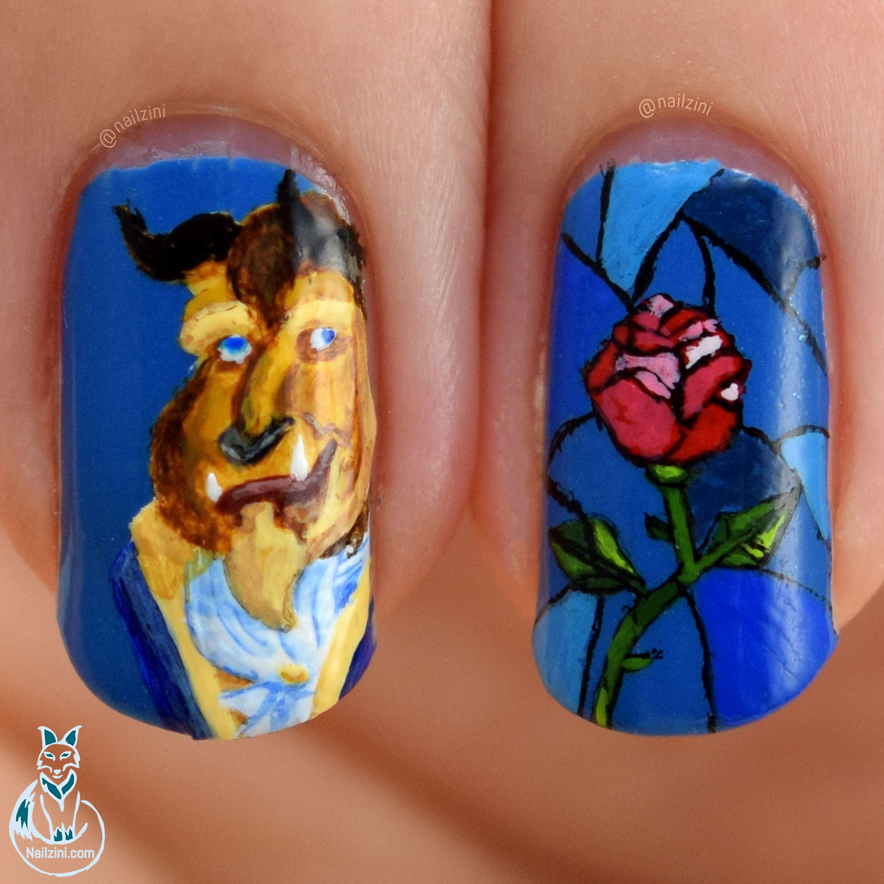 Beauty and the Beast Roses Nail Art | Nailzini: A Nail Art Blog
