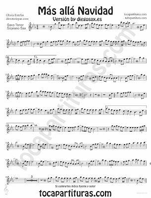 Tubepartitura Más Allá de Gloria Estefan partitura para Saxofón Tenor y Soprano Villancico pop - rock