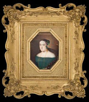 Retrato miniatura de Isabel II, reina de España, por Juan Pérez de Villamayor, 1863