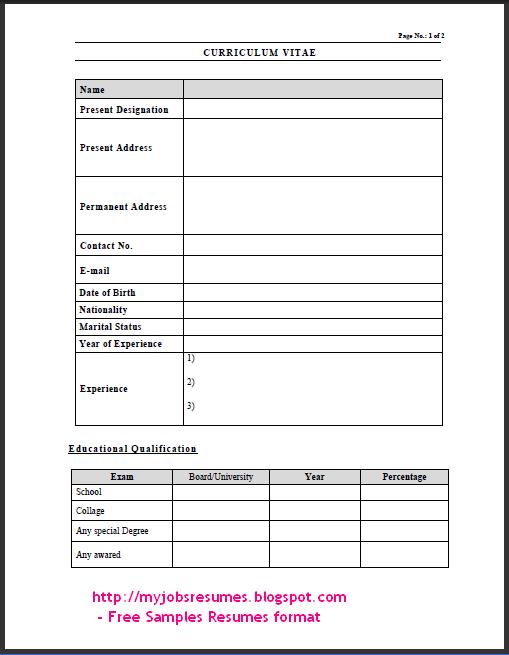 Simplified resume template