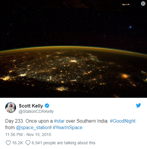 Scott Kelly tweeted an image of a UFO from space.