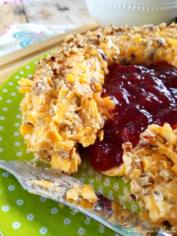 South Your Mouth Pecan Cheddar Cheese Ring with Strawberry Preserves