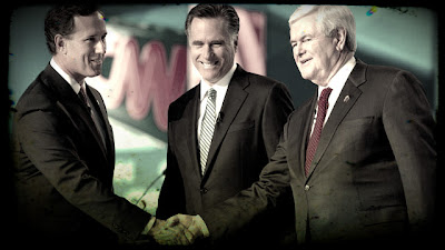 Newt Gingrich, Mitt Romney, and Rick Santorum