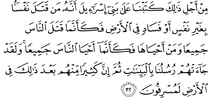 Arti Perkata Surat Al Maidah Ayat 32 Terjemah Bahasa