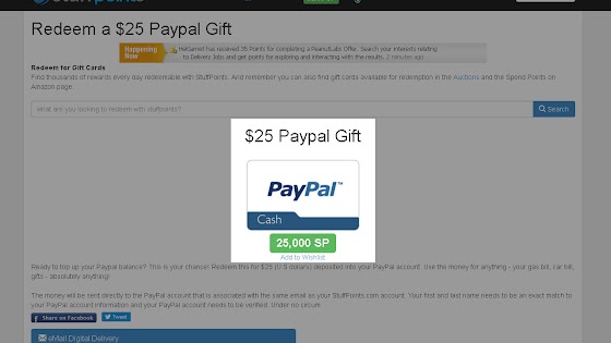 $25 PayPal Cash Reward