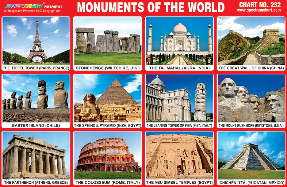 Spectrum Educational Charts Chart 232 Monuments Of The World