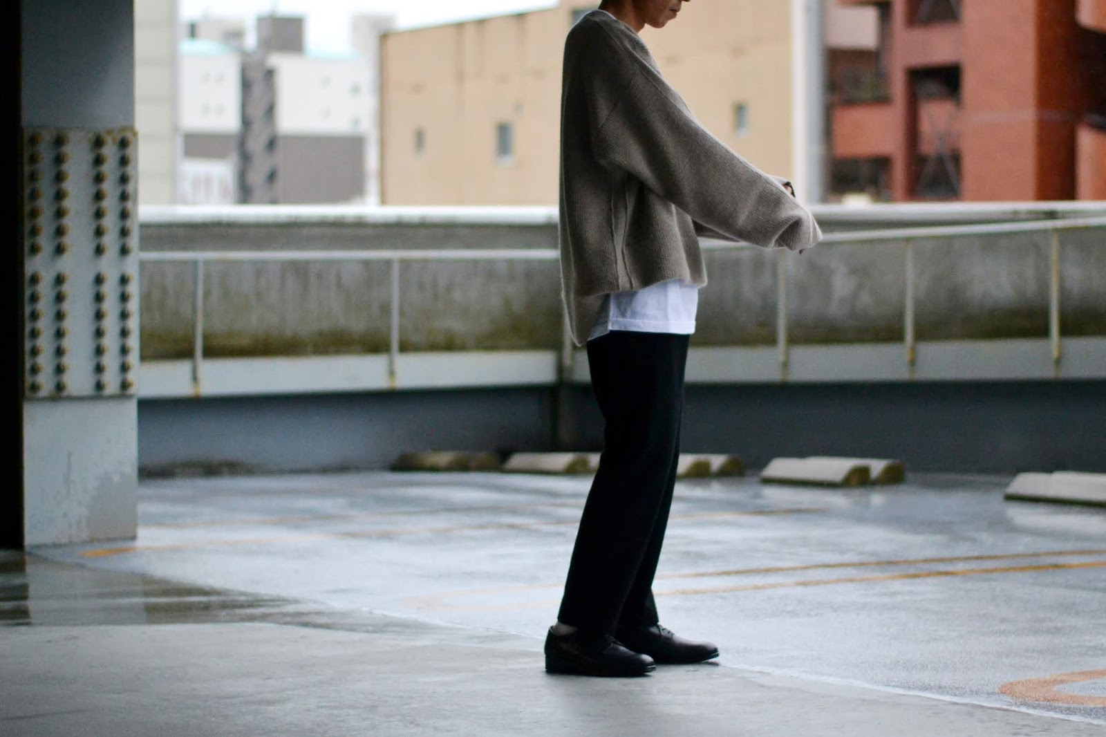 yoke ニット 7G OVERSIZED HALF CARDIGAN C/N