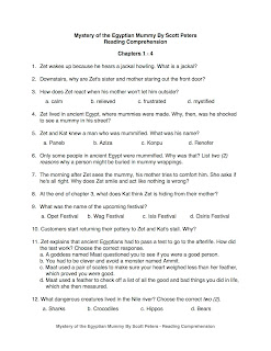 Mystery of the Egyptian Mummy Scott Peters Reading Comprehension Worksheet 2