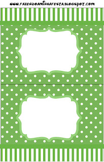 Verde con Lunares Blancos: Etiquetas para Candy Bar para Fiestas de 15 años para Imprimir Gratis.