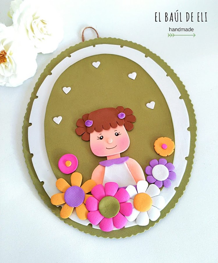 cartel infantil, niña, goma eva