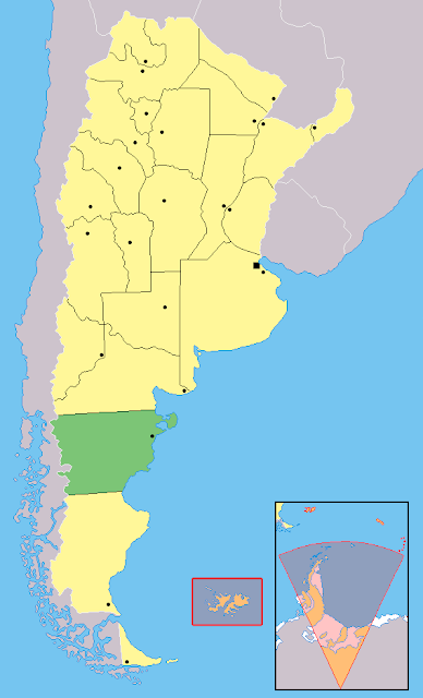 Mapa da localização da província de Chubut - Argentina