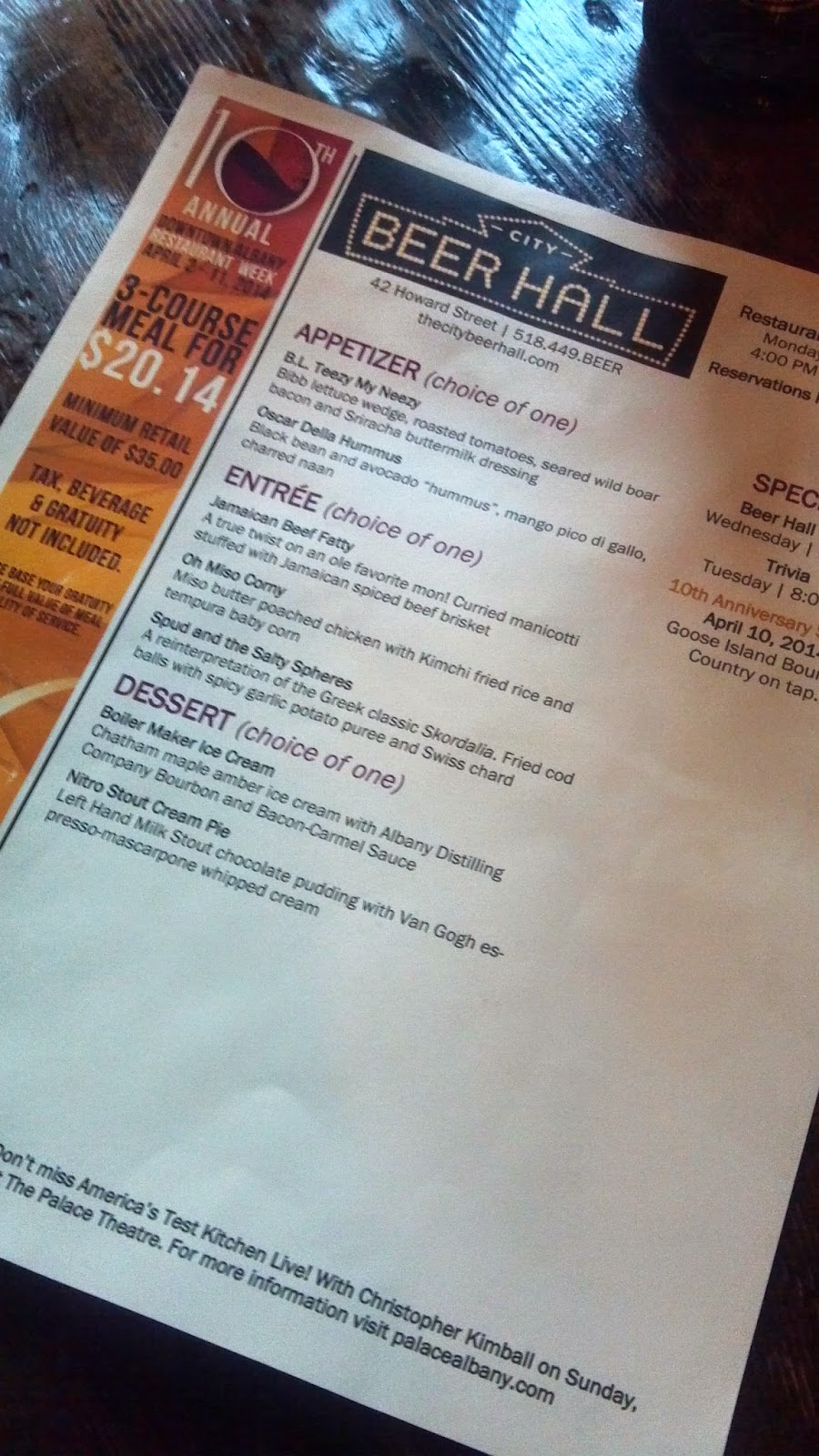 Albany Dish City Beer Hall for Restaurant Week