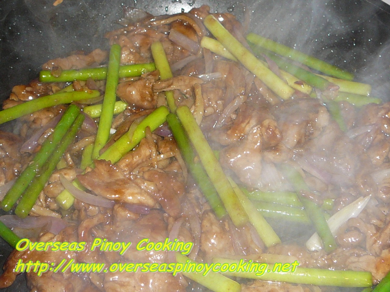 Pork with Garlic Stem Stirfry