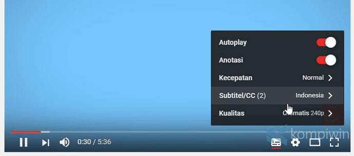 mengubah subtitle youtube