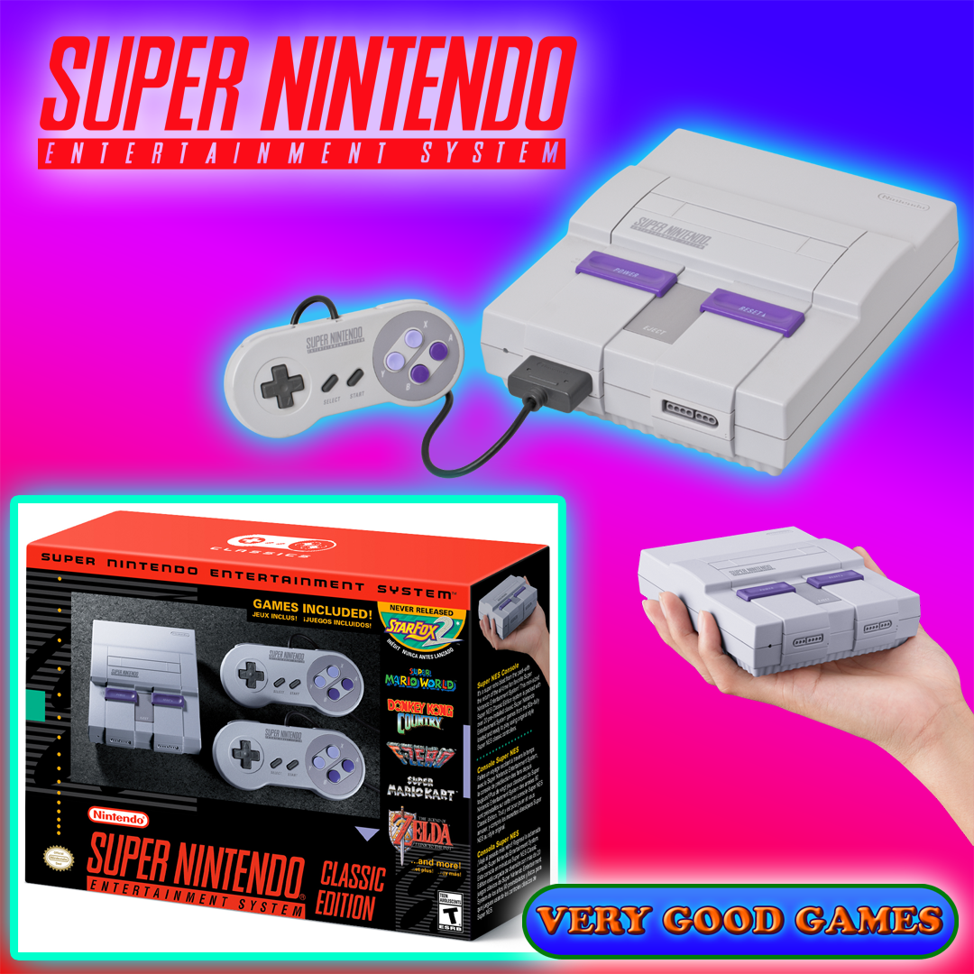 A banner for the news about releasing of SNES Classic edition - a remastered game console from Nintendo