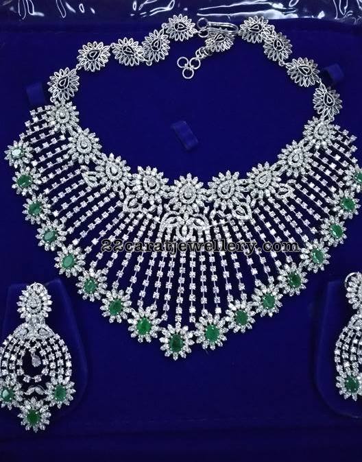 Heavy Diamond Necklaces Jewellery Designs