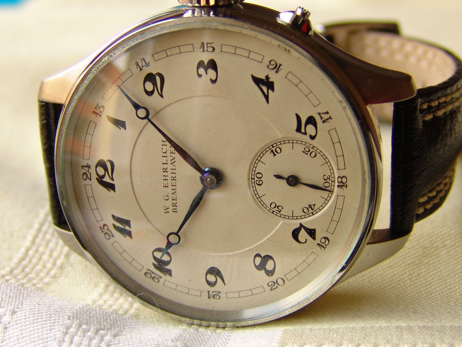 Antique Watches Very rare 48mm chronometer W.G. Ehrlich German watchmaker.