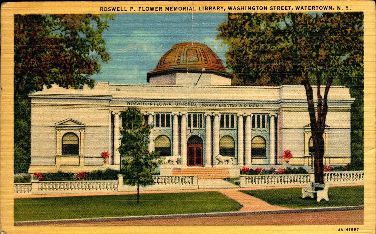 Library Postcards 1945 Roswell P. Flower Memorial Library, Watertown