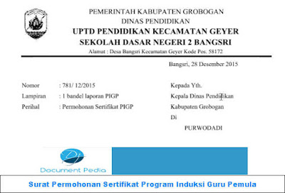 Surat Permohonan Sertifikat Program Induksi Guru Pemula Format Word Download Gratis Surat Permohonan Sertifikat Program Induksi Guru Pemula Format Word