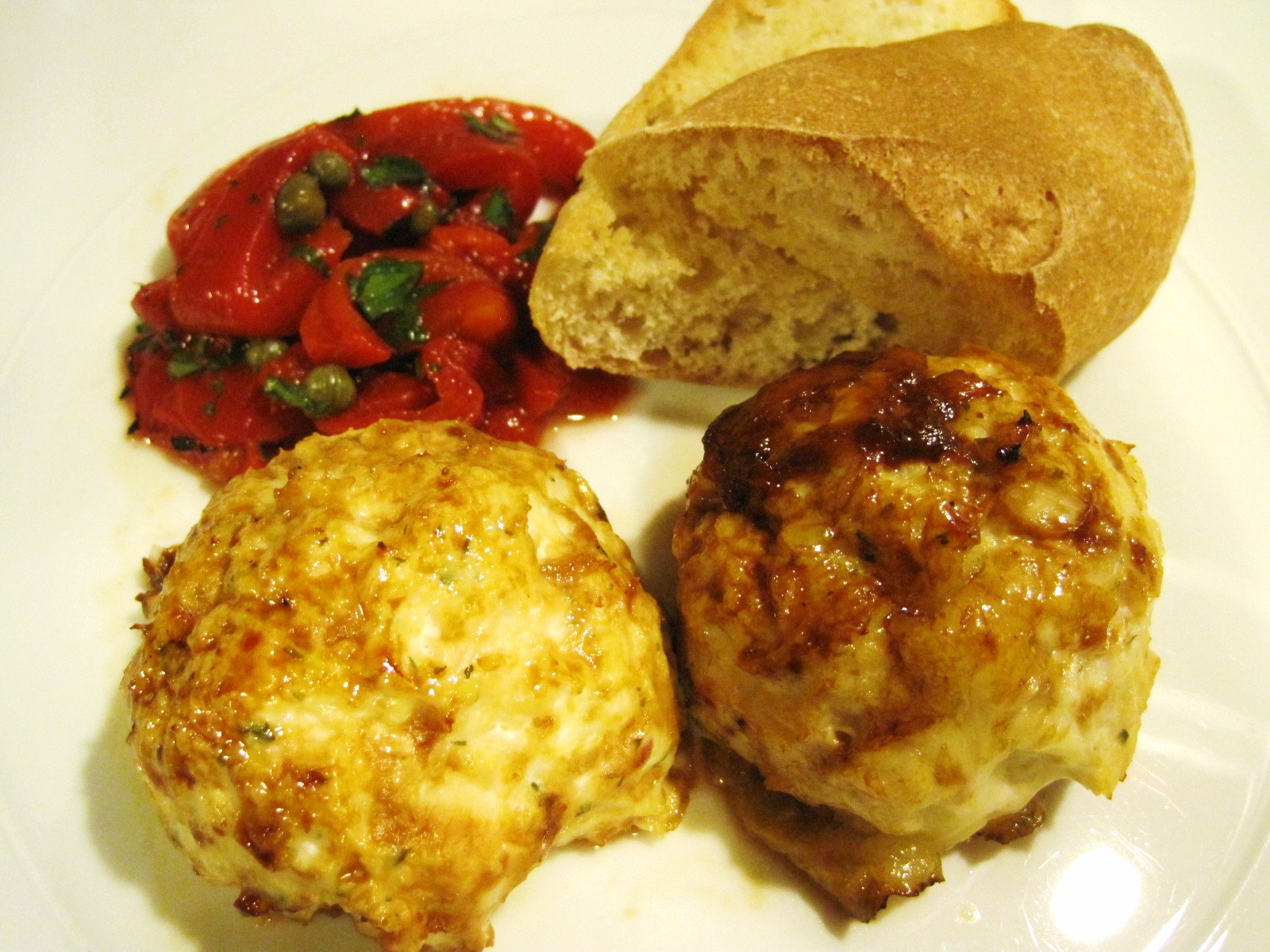 A Nickel's Worth of News Baked Chicken Meatballs with Peperonata