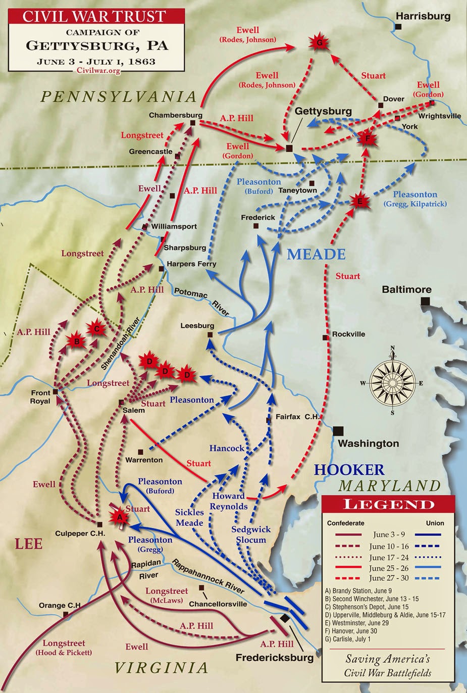 Gettysburg campain map