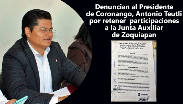 Denuncia al edil de Coronango por no entregar participaciones a Zoquiapan