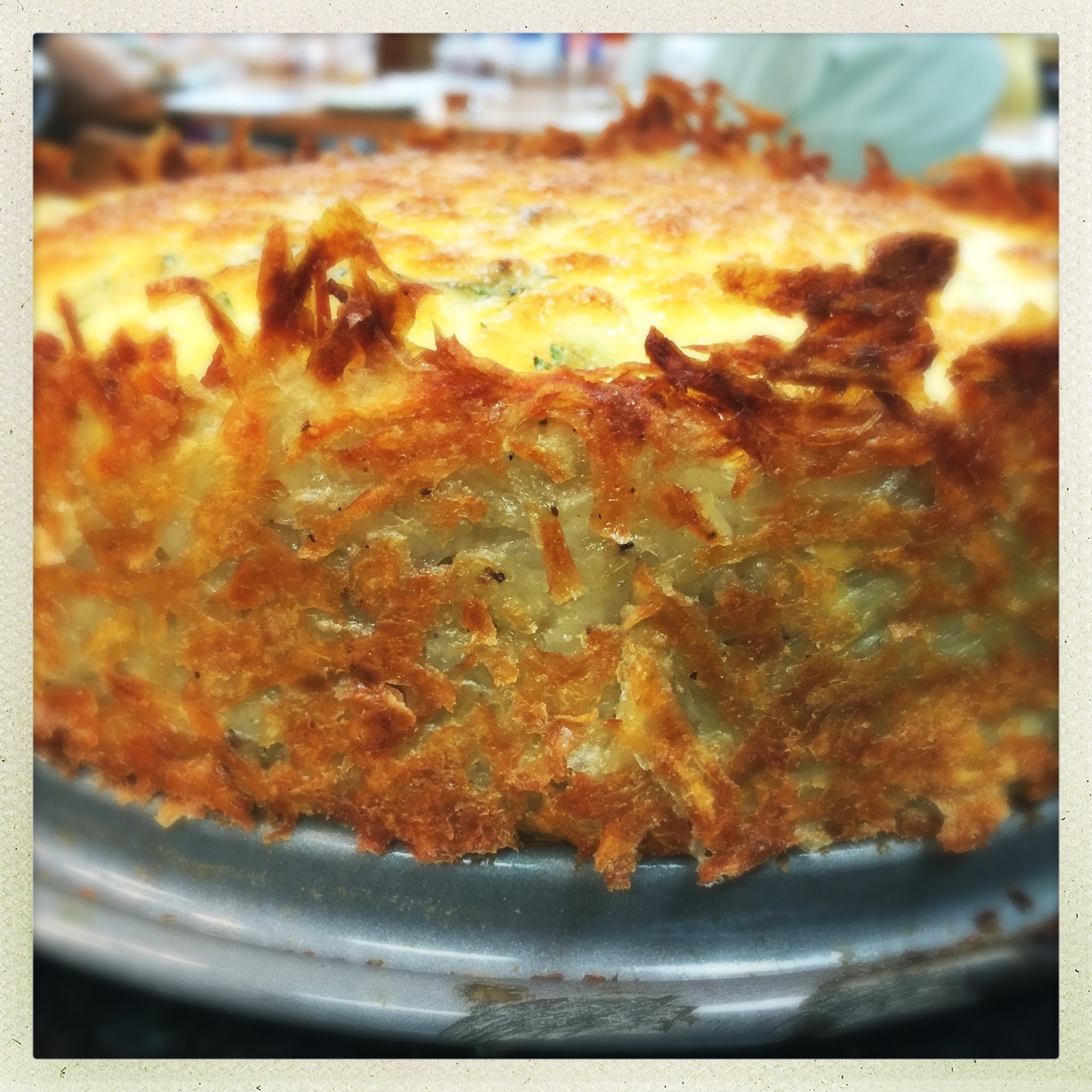 SOUNDING MY BARBARIC GULP! GruyèrePancetta Quiche with Hashbrown Crust