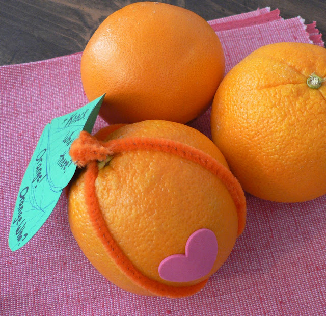 Healthy Valentine Treats for kids, orange valentin