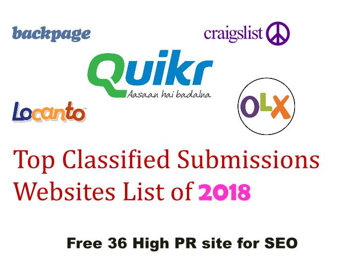SEO Guide Tips Best 36 High PR Free Classified Sites List in 2018